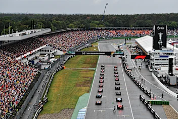 HOCKENHEIM, GERMANY - JULY 28: A general view of the start from behind during the F1 Grand Prix of