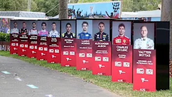A deserted display of the drivers is pictured after the Formula One Australian Grand Prix was