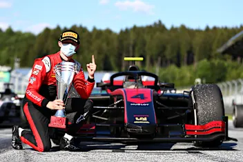 SPIELBERG, AUSTRIA - JULY 04: Race winner Callum Ilott of Great Britain and UNI-Virtuosi Racing