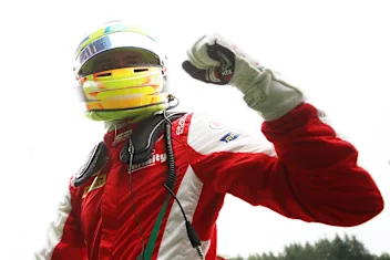 SPA, BELGIUM - AUGUST 30: Race winner Logan Sargeant of United States and Prema Racing celebrates