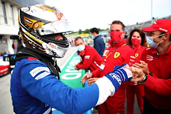 BUDAPEST, HUNGARY - JULY 18: Race winner Robert Shwartzman of Russia and Prema Racing celebrates in
