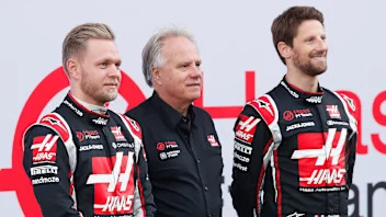 BARCELONA, SPAIN - FEBRUARY 19: Kevin Magnussen of Denmark and Haas F1 Team , Gene Haas and Romain