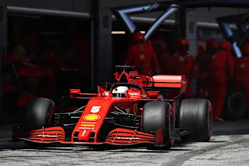 BARCELONA, SPAIN - AUGUST 16: Sebastian Vettel of Germany driving the (5) Scuderia Ferrari SF1000