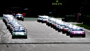 SPA, BELGIUM - AUGUST 30: A general view of the grid at the start of the race during the Porsche