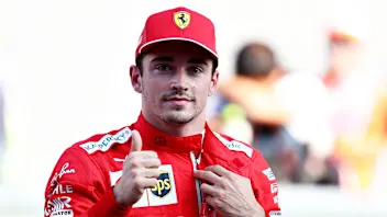 SOCHI, RUSSIA - SEPTEMBER 28: Pole position qualifier Charles Leclerc of Monaco and Ferrari