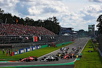 MONZA, ITALY - SEPTEMBER 08: Charles Leclerc of Monaco driving the (16) Scuderia Ferrari SF90 leads