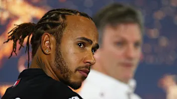 BARCELONA, SPAIN - FEBRUARY 20: Lewis Hamilton of Great Britain and Mercedes GP and James Allison,