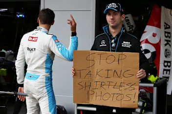 BARCELONA, SPAIN - FEBRUARY 28: George Russell of Great Britain and Williams and Nicholas Latifi of