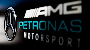 BARCELONA, SPAIN - MAY 12:Mercedes logo during the F1 Grand Prix of Spain at Circuit de