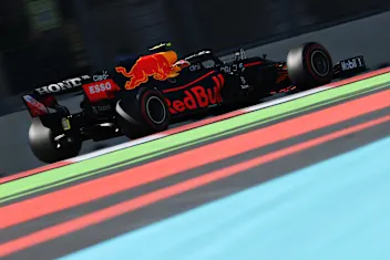 BAKU, AZERBAIJAN - JUNE 04: Sergio Perez of Mexico driving the (11) Red Bull Racing RB16B Honda on