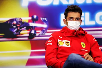 SPA, BELGIUM - AUGUST 26: Charles Leclerc of Monaco and Ferrari talks in the Drivers Press