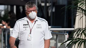 Aston Martin team principal, Otmar Szafnauer, arrvies at the Circuit of the Americas Grand Prix