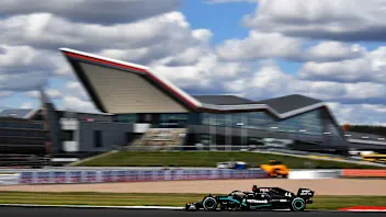 NORTHAMPTON, ENGLAND - AUGUST 02: Lewis Hamilton of Great Britain driving the (44) Mercedes AMG