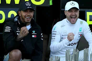 BAKU, AZERBAIJAN - APRIL 28: Race winner Valtteri Bottas of Finland and Mercedes GP and second