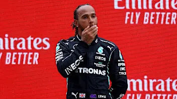 LE CASTELLET, FRANCE - JUNE 20: Second placed Lewis Hamilton of Great Britain and Mercedes GP