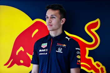 BARCELONA, SPAIN - MAY 07: Alexander Albon of Thailand and Red Bull Racing looks on in the garage