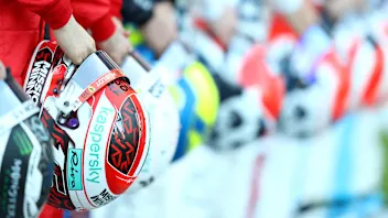 BARCELONA, SPAIN - FEBRUARY 19: A detailed view as drivers line up on the grid for a photo prior to