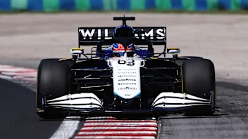BUDAPEST, HUNGARY - JULY 30: George Russell of Great Britain driving the (63) Williams Racing FW43B