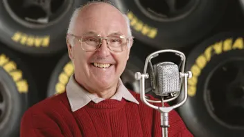 Portrait at the microphone of commentator Murray Walker on 2 February 1993 at the Allsport studio