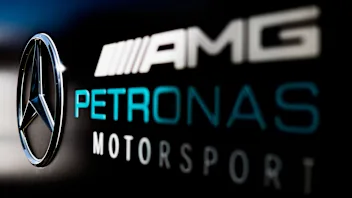 BARCELONA, SPAIN - MAY 12:Mercedes logo during the F1 Grand Prix of Spain at Circuit de Barcelona-Catalunya on May 12, 2019 in Barcelona, Spain. (Photo by Peter J Fox/Getty Images)
