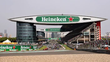 SHANGHAI, CHINA - APRIL 15: Sebastian Vettel of Germany driving the (5) Scuderia Ferrari SF71H