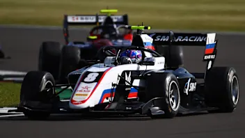 NORTHAMPTON, ENGLAND - AUGUST 02: Aleksandr Smolyar of Russia and ART Grand Prix (8) leads David