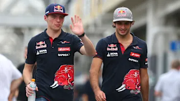 Max Verstappen (NED) Scuderia Toro Rosso and Carlos Sainz jr (ESP) Scuderia Toro Rosso at Formula