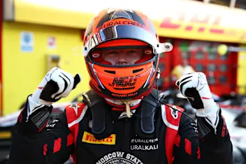 SCARPERIA, ITALY - SEPTEMBER 12: Race winner Nikita Mazepin of Russia and Hitech Grand Prix