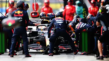 ISTANBUL, TURKEY - NOVEMBER 15: Max Verstappen of the Netherlands driving the (33) Aston Martin Red