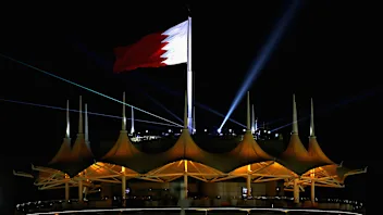 BAHRAIN, BAHRAIN - APRIL 06: A general view of the Bahrain circuit tower during practice for the