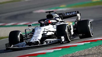 BARCELONA, SPAIN - FEBRUARY 21: Pierre Gasly of France driving the (10) Scuderia AlphaTauri AT01
