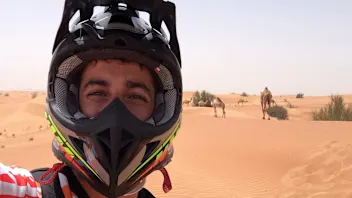 Selfie by Daniel Ricciardo, off-road biking in the desert.