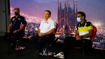 Otmar Szafnauer, Team Principal and CEO, Racing Point, Zak Brown, Executive Director, McLaren and