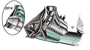 Mercedes F1 W06 Hybrid - revised front wing