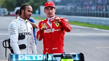 (L to R): Lewis Hamilton (GBR) Mercedes AMG F1 with pole sitter Lewis Hamilton (GBR) Mercedes AMG