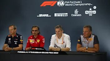 Paul Monaghan (GBR) Red Bull Racing Chief Engineer, Laurent Mekies (FRA) Ferrari Sporting Director,