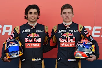 Carlos Sainz jr (ESP) Scuderia Toro Rosso STR10 and Max Verstappen (NDL) Scuderia Toro Rosso STR10