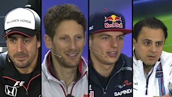 The drivers face the press in Bahrain 2016