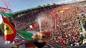 Champagne moment: Hamilton's unique view from the Monza