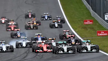 Nico Rosberg (GER) Mercedes AMG F1 W06 leads Lewis Hamilton (GBR) Mercedes AMG F1 W06 at the start