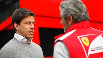 Maurizio Arrivabene (ITA) Ferrari Team Principal and Toto Wolff (AUT) Mercedes AMG F1 Director of