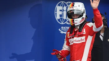 Sebastian Vettel (GER) Ferrari celebrates in parc ferme at Formula One World Championship, Rd2,