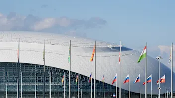 Scenic view and flags at Formula One World Championship, Rd15, Russian Grand Prix, Race, Sochi