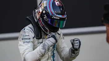Lance Stroll (CDN) Williams celebrates in parc ferme at Formula One World Championship, Rd8,