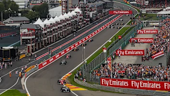 Lewis Hamilton (GBR) Mercedes-Benz F1 W08 Hybrid leads at the start of the race at Formula One