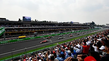 Sebastian Vettel (GER) Ferrari SF70-H leads at the start of the race at Formula One World