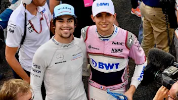 Lance Stroll, Williams Racing and Esteban Ocon, Racing Point Force India on the grid at Formula One
