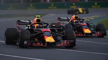 Max Verstappen (NED) Red Bull Racing RB14 and Daniel Ricciardo (AUS) Red Bull Racing RB14 at