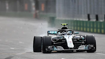 Valtteri Bottas (FIN) Mercedes-AMG F1 W09 EQ Power+ blow out at Formula One World Championship,