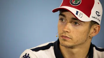 Charles Leclerc (MON) Alfa Romeo Sauber F1 Team in the Press Conference at Formula One World